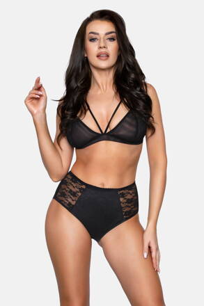 Vyššie bavlnené sťahovacie nohavičky Babell Lace-Fit BBL 070 čierne