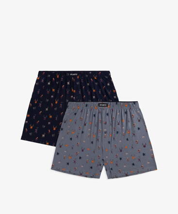 2-PACK pánske bavlnené trenky Atlantic 2MBX-046 šedé-tmavomodré
