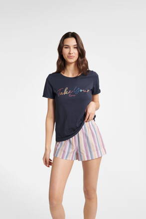 Dámske štýlové bavlnené pyžamo krátke Henderson Ladies Buzzy 40639-59X tmavomodré