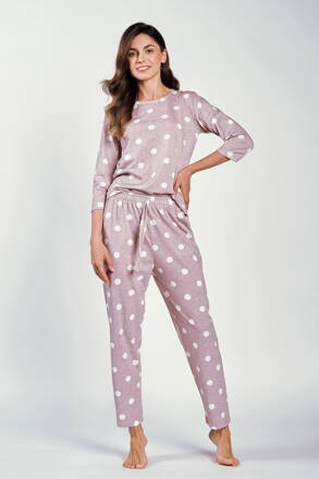 Dámske bavlnené pyžamo Taro Dolly 3212 mocca