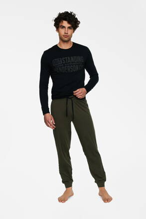 Pánske pyžamo s dlhým rukávom Henderson Badge 40040-99X čierne-khaki