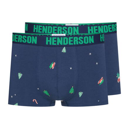 2-PACK pánske bavlnené boxerky Henderson Jury 41926-MLC tmavomodré
