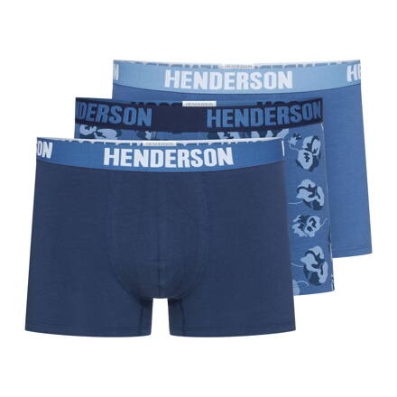 3-PACK pánske bavlnené boxerky Henderson Jarl 41930-MLC jeans-tmavomodré