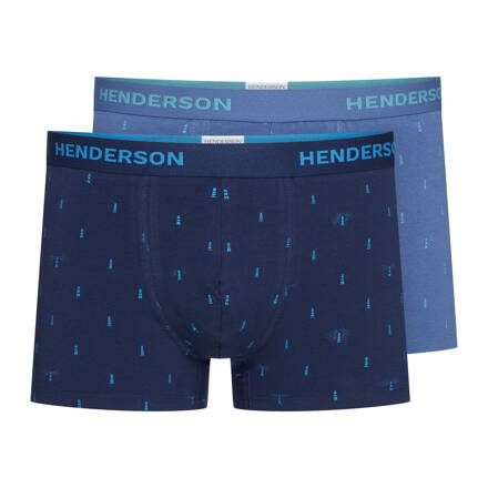 2-PACK pánske bavlnené boxerky Henderson Joy 42248-MLC jeans-tmavomodré