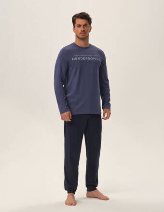 Pánske bavlnené pyžamo Henderson Jumper 41904-95X nebesky modré