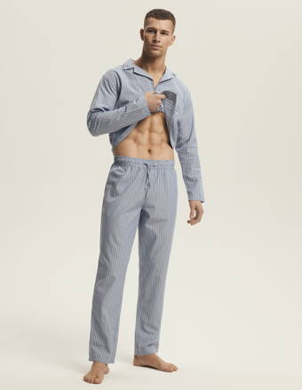 Pánske bavlnené pyžamo na gombíky Henderson Mic 43035-05X nebesky modré