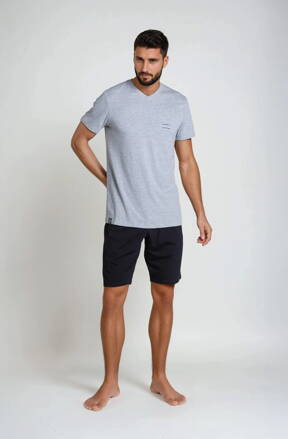 Pánske krátke bavlnené pyžamo Henderson Duty 38881-90X šedo-čierne