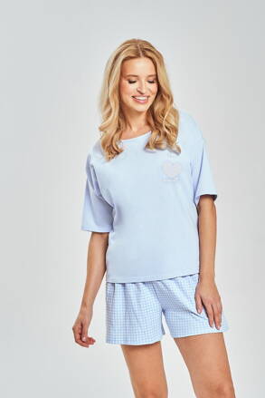 Dámske bavlnené pyžamo krátke Taro Helena nebesky modré