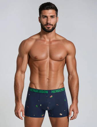 2-PACK pánske bavlnené boxerky Henderson Jury 42251-MLC tmavomodré