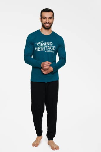 Pánske bavlnené pyžamo s dlhým rukávom Henderson Brand 40021-69X