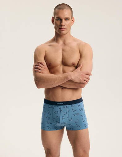2-PACK pánske bavlnené boxerky Henderson Fur2 46100 tmavomodré-nebesky modré