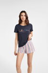 Dámske štýlové bavlnené pyžamo krátke Henderson Ladies Buzzy 40639-59X tmavomodré