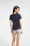 Dámske štýlové bavlnené pyžamo krátke Henderson Ladies Buzzy 40639-59X tmavomodré