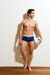 Pánske plavky boxerky Alpha Male Sacco Navy tmavomodro-biele
