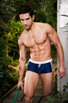Pánske plavky boxerky Alpha Male Sacco Navy tmavomodro-biele