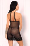 Priesvitná nočná košieľka čierna LivCo Corsetti Comiran Black + tangá ZDARMA!