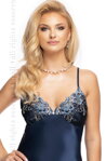 Luxusná nočná saténová košieľka Irall Elodie Navy-Blue
