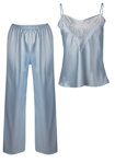 Luxusný dlhý saténový komplet Dkaren Melanie Baby Blue