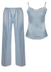 Luxusný dlhý saténový komplet Dkaren Melanie Baby Blue
