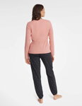 Dámske pyžamo s dlhým rukávom Henderson Ladies Glam 40936-39X ružovo-šedé
