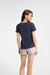 Dámske štýlové bavlnené pyžamo krátke Henderson Ladies Buzzy 40639-59X tmavomodré