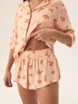Štýlové dámske bavlnené pyžamo krátke Henderson Ladies Naranja 42686 broskyňové