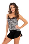 Elegantné luxusné pyžamo krátke Donna Zebra Top čierne