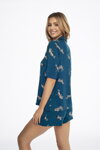 Dámske pyžamo so zebrami na gombíky Henderson Ladies Airy 41305-65X morské