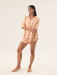 Štýlové dámske bavlnené pyžamo krátke Henderson Ladies Naranja 42686 broskyňové