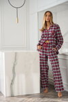 Dámske bavlnené kárované pyžamo na gombíky L&L 2475 červené