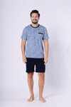 Pánske bavlnené pyžamo krátke M-Max Jacek jeans modré