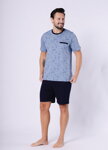 Pánske bavlnené pyžamo krátke M-Max Jacek jeans modré