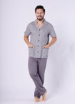 Pánske pyžamo na gombíky s krátkym rukávom M-Max Kacper 