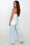 Luxusný dlhý saténový komplet Dkaren Melanie Baby Blue