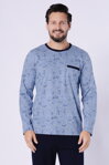 Pánske bavlnené pyžamo dlhé M-Max Jacek jeans modré