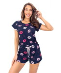 Piżama Kiss Short Granatowy wzór