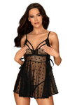 Nočná košieľka priesvitná s otvorenými košíkmi Obsessive Heartia Babydoll + tangá ZDARMA!
