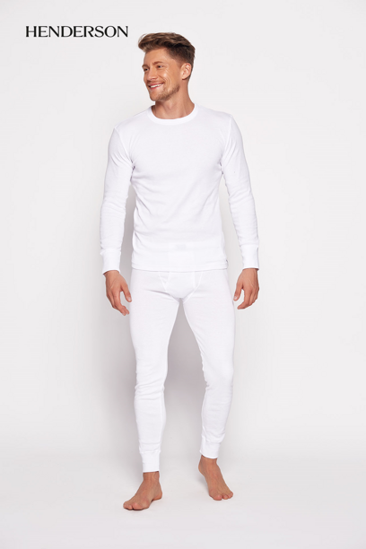 Pánske bavlnené spodné tričko s dlhým rukávom 100% bavlna Henderson BT-104 2149 1J biele