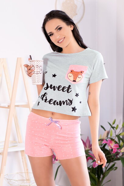 Krátke bavlnené dámske pyžamo LivCo Corsetti Russet Foxy