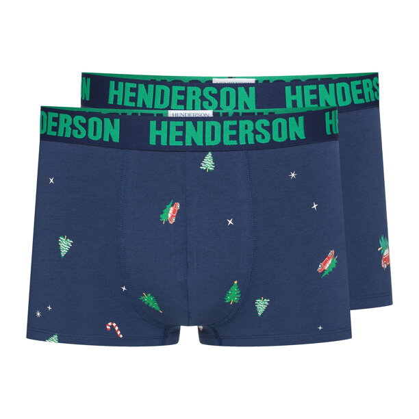 2-PACK pánske bavlnené boxerky Henderson Jury 41926-MLC tmavomodré