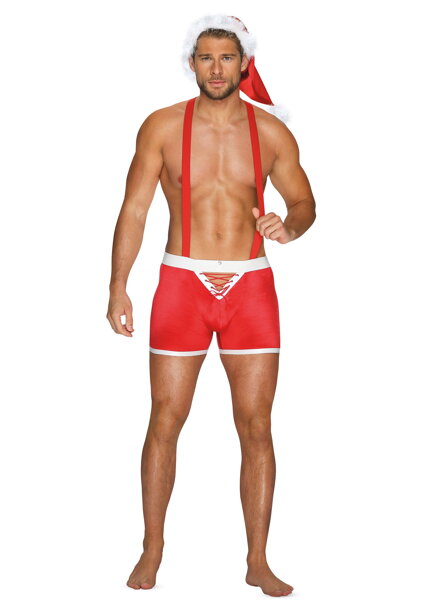 Pánsky vianočný kostým Mikuláša Obsessive Mr. Claus červený
