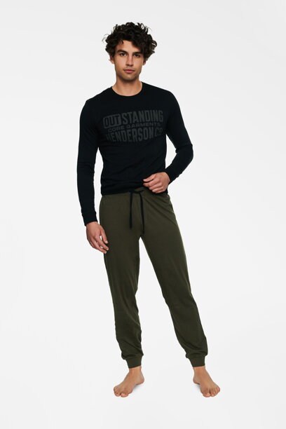 Pánske pyžamo s dlhým rukávom Henderson Badge 40040-99X čierne-khaki