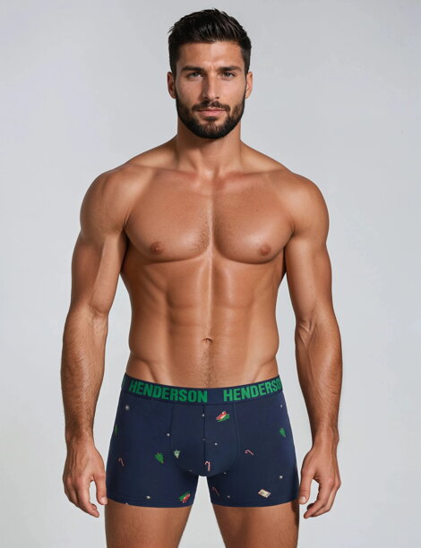 2-PACK pánske bavlnené boxerky Henderson Jury 42251-MLC tmavomodré