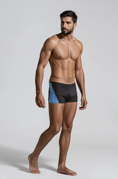 Pánske plavky boxerky Marko Jason2 M-108 čierno-jasnonebesky modré